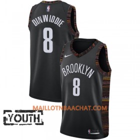 Maillot NBA Brooklyn Nets Spencer Dinwiddie 8 2018-19 Nike City Edition Noir Swingman - Enfant